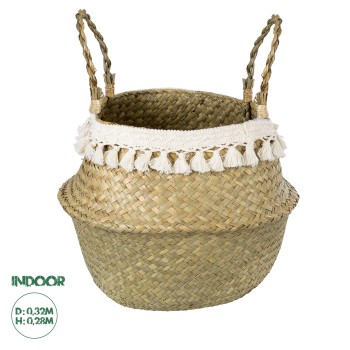 GloboStar® Artificial Garden MILOS 20308 Διακοσμητικό Ψάθινο Καλάθι - Κασπώ Γλάστρα - Flower Pot Μπεζ με Μακραμέ Φ32cm x Υ28cm GloboStar® Artificial Garden MILOS 20308 Διακοσμητικό Ψάθινο Καλάθι - Κασπώ Γλάστρα - Flower Pot Μπεζ με Μακραμέ Φ32cm x Υ28cm