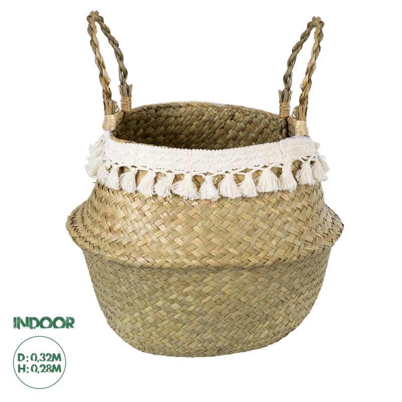GloboStar® Artificial Garden MILOS 20308 Διακοσμητικό Ψάθινο Καλάθι - Κασπώ Γλάστρα - Flower Pot Μπεζ με Μακραμέ Φ32cm x Υ28cm GloboStar® Artificial Garden MILOS 20308 Διακοσμητικό Ψάθινο Καλάθι - Κασπώ Γλάστρα - Flower Pot Μπεζ με Μακραμέ Φ32cm x Υ28cm