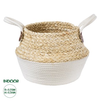 GloboStar® Artificial Garden KIMOLOS 20310 Διακοσμητικό Πλεκτό Καλάθι - Κασπώ Γλάστρα - Flower Pot Μπεζ με Λευκό Φ22cm x Υ26cm GloboStar® Artificial Garden KIMOLOS 20310 Διακοσμητικό Πλεκτό Καλάθι - Κασπώ Γλάστρα - Flower Pot Μπεζ με Λευκό Φ22cm x Υ26cm