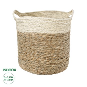 GloboStar® Artificial Garden KALYMNOS 20331 Διακοσμητικό Πλεκτό Καλάθι - Κασπώ Γλάστρα - Flower Pot Μπεζ με Καφέ Φ32cm x Υ28cm GloboStar® Artificial Garden KALYMNOS 20331 Διακοσμητικό Πλεκτό Καλάθι - Κασπώ Γλάστρα - Flower Pot Μπεζ με Καφέ Φ32cm x Υ28cm