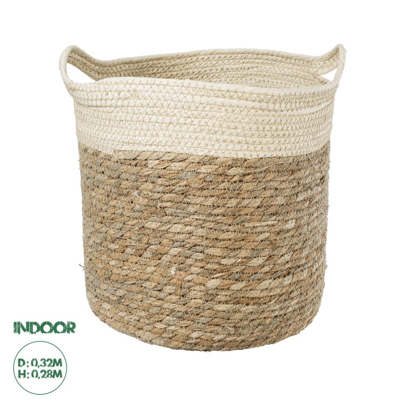 GloboStar® Artificial Garden KALYMNOS 20331 Διακοσμητικό Πλεκτό Καλάθι - Κασπώ Γλάστρα - Flower Pot Μπεζ με Καφέ Φ32cm x Υ28cm GloboStar® Artificial Garden KALYMNOS 20331 Διακοσμητικό Πλεκτό Καλάθι - Κασπώ Γλάστρα - Flower Pot Μπεζ με Καφέ Φ32cm x Υ28cm