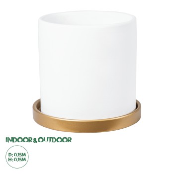 GloboStar® Artificial Garden KASOS 20444 Πήλινο Κεραμικό Κασπώ Γλάστρα - Flower Pot Λευκό με Χρυσό Φ15cm x Υ15cm GloboStar® Artificial Garden KASOS 20444 Πήλινο Κεραμικό Κασπώ Γλάστρα - Flower Pot Λευκό με Χρυσό Φ15cm x Υ15cm