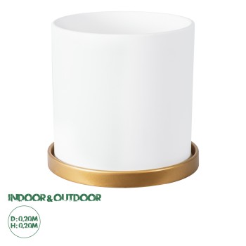 GloboStar® Artificial Garden KASOS 20445 Πήλινο Κεραμικό Κασπώ Γλάστρα - Flower Pot Λευκό με Χρυσό Φ20cm x Υ20cm GloboStar® Artificial Garden KASOS 20445 Πήλινο Κεραμικό Κασπώ Γλάστρα - Flower Pot Λευκό με Χρυσό Φ20cm x Υ20cm