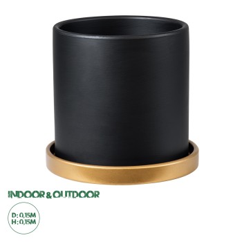 GloboStar® Artificial Garden ELAFONISOS 20446 Πήλινο Κεραμικό Κασπώ Γλάστρα - Flower Pot Μαύρο με Χρυσό Φ15cm x Υ15cm GloboStar® Artificial Garden ELAFONISOS 20446 Πήλινο Κεραμικό Κασπώ Γλάστρα - Flower Pot Μαύρο με Χρυσό Φ15cm x Υ15cm