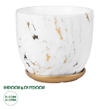 GloboStar® Artificial Garden RODOS 20461 Πήλινο Κεραμικό Κασπώ Γλάστρα - Flower Pot Λευκό με Χρυσό Φ21cm x Υ19cm GloboStar® Artificial Garden RODOS 20461 Πήλινο Κεραμικό Κασπώ Γλάστρα - Flower Pot Λευκό με Χρυσό Φ21cm x Υ19cm