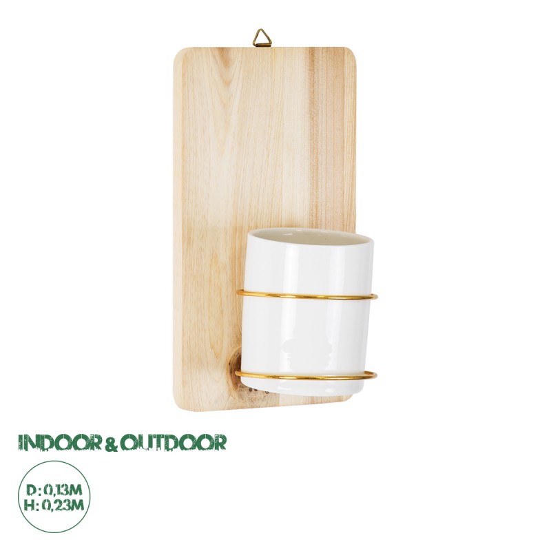 GloboStar® Artificial Garden IKARIA 20472 Επιτοίχιο Πήλινο Κεραμικό Κασπώ Γλάστρα με Ξύλινη Βάση - Flower Pot Μπεζ με Λευκό & Χρυσό Φ13cm x Υ23cm GloboStar® Artificial Garden IKARIA 20472 Επιτοίχιο Πήλινο Κεραμικό Κασπώ Γλάστρα με Ξύλινη Βάση - Flower Pot Μπεζ με Λευκό & Χρυσό Φ13cm x Υ23cm