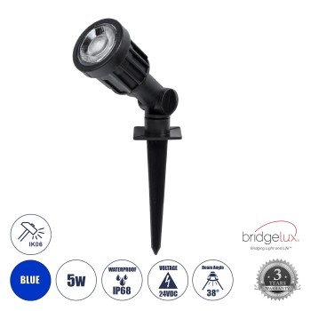 GLOBOSTAR® GARDENINI 61545 Φωτιστικό Σποτ για Φυτά - Δέντρα με Βάση Κήπου / Καρφωτό LED 5W 550lm 38° DC 24V Αδιάβροχο IP68 Μπλε Dimmable - Lumileds SMD Chip - Μαύρο - Μ5.5 x Π5.5 x Υ13.5cm - 3 Χρόνια Εγγύηση GLOBOSTAR® GARDENINI 61545 Φωτιστικό Σποτ για Φυτά - Δέντρα με Βάση Κήπου / Καρφωτό LED 5W 550lm 38° DC 24V Αδιάβροχο IP68 Μπλε Dimmable - Lumileds SMD Chip - Μαύρο - Μ5.5 x Π5.5 x Υ13.5cm - 3 Χρόνια Εγγύηση
