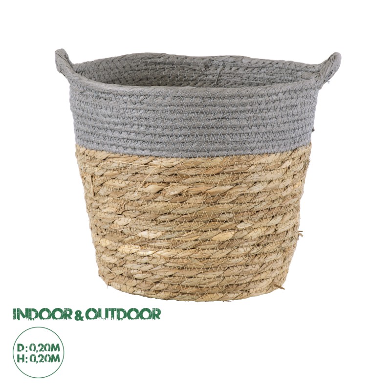 GloboStar® Artificial Garden SYROS 20281 Διακοσμητικό Πλεκτό Καλάθι - Κασπώ Γλάστρα - Flower Pot Μπεζ με Γκρι Φ20cm x Υ20cm GloboStar® Artificial Garden SYROS 20281 Διακοσμητικό Πλεκτό Καλάθι - Κασπώ Γλάστρα - Flower Pot Μπεζ με Γκρι Φ20cm x Υ20cm