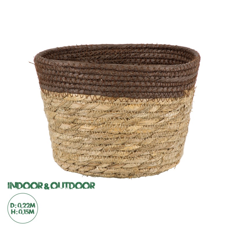 GloboStar® Artificial Garden LEFKADA 20287 Διακοσμητικό Πλεκτό Καλάθι - Κασπώ Γλάστρα - Flower Pot Μπεζ με Καφέ Φ22cm x Υ15cm GloboStar® Artificial Garden LEFKADA 20287 Διακοσμητικό Πλεκτό Καλάθι - Κασπώ Γλάστρα - Flower Pot Μπεζ με Καφέ Φ22cm x Υ15cm