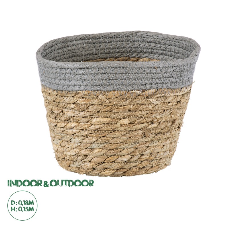 GloboStar® Artificial Garden ANTIPAROS 20288 Διακοσμητικό Πλεκτό Καλάθι - Κασπώ Γλάστρα - Flower Pot Μπεζ με Γκρι Φ18cm x Υ15cm GloboStar® Artificial Garden ANTIPAROS 20288 Διακοσμητικό Πλεκτό Καλάθι - Κασπώ Γλάστρα - Flower Pot Μπεζ με Γκρι Φ18cm x Υ15cm