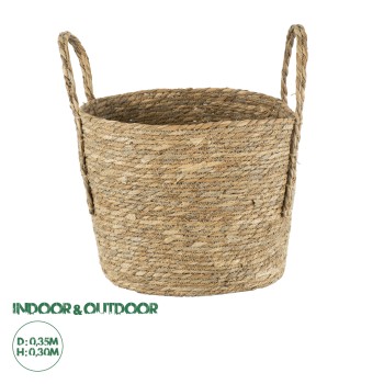 GloboStar® Artificial Garden TINOS 20292 Διακοσμητικό Πλεκτό Καλάθι - Κασπώ Γλάστρα - Flower Pot Μπεζ Φ35cm x Υ30cm GloboStar® Artificial Garden TINOS 20292 Διακοσμητικό Πλεκτό Καλάθι - Κασπώ Γλάστρα - Flower Pot Μπεζ Φ35cm x Υ30cm
