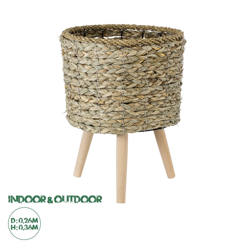 GloboStar® Artificial Garden SKOPELOS 20296 Διακοσμητικό Πλεκτό Καλάθι - Κασπώ Γλάστρα - Flower Pot Μπεζ με Καφέ Φ26cm x Υ36cm GloboStar® Artificial Garden SKOPELOS 20296 Διακοσμητικό Πλεκτό Καλάθι - Κασπώ Γλάστρα - Flower Pot Μπεζ με Καφέ Φ26cm x Υ36cm