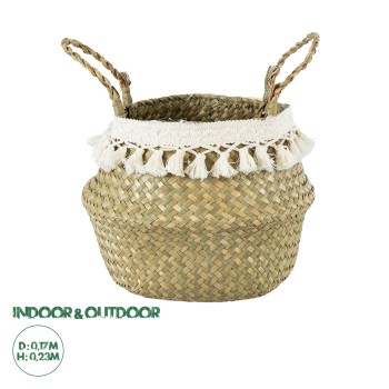 GloboStar® Artificial Garden MILOS 20306 Διακοσμητικό Ψάθινο Καλάθι - Κασπώ Γλάστρα - Flower Pot Μπεζ με Μακραμέ Φ17cm x Υ23cm GloboStar® Artificial Garden MILOS 20306 Διακοσμητικό Ψάθινο Καλάθι - Κασπώ Γλάστρα - Flower Pot Μπεζ με Μακραμέ Φ17cm x Υ23cm
