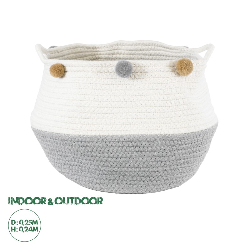 GloboStar® Artificial Garden KYTHNOS 20313 Διακοσμητικό Πλεκτό Καλάθι - Κασπώ Γλάστρα - Flower Pot Γκρι με Λευκό Φ25cm x Υ24cm GloboStar® Artificial Garden KYTHNOS 20313 Διακοσμητικό Πλεκτό Καλάθι - Κασπώ Γλάστρα - Flower Pot Γκρι με Λευκό Φ25cm x Υ24cm