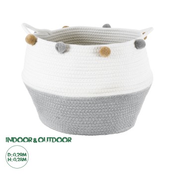 GloboStar® Artificial Garden KYTHNOS 20314 Διακοσμητικό Πλεκτό Καλάθι - Κασπώ Γλάστρα - Flower Pot Γκρι με Λευκό Φ29cm x Υ28cm GloboStar® Artificial Garden KYTHNOS 20314 Διακοσμητικό Πλεκτό Καλάθι - Κασπώ Γλάστρα - Flower Pot Γκρι με Λευκό Φ29cm x Υ28cm