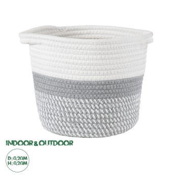 GloboStar® Artificial Garden POSITANO 20318 Διακοσμητικό Πλεκτό Καλάθι - Κασπώ Γλάστρα - Flower Pot Γκρι με Λευκό Φ20cm x Υ20cm GloboStar® Artificial Garden POSITANO 20318 Διακοσμητικό Πλεκτό Καλάθι - Κασπώ Γλάστρα - Flower Pot Γκρι με Λευκό Φ20cm x Υ20cm