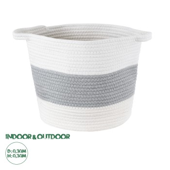 GloboStar® Artificial Garden KEFALONIA 20320 Διακοσμητικό Πλεκτό Καλάθι - Κασπώ Γλάστρα - Flower Pot Γκρι με Λευκό Φ30cm x Υ30cm GloboStar® Artificial Garden KEFALONIA 20320 Διακοσμητικό Πλεκτό Καλάθι - Κασπώ Γλάστρα - Flower Pot Γκρι με Λευκό Φ30cm x Υ30cm