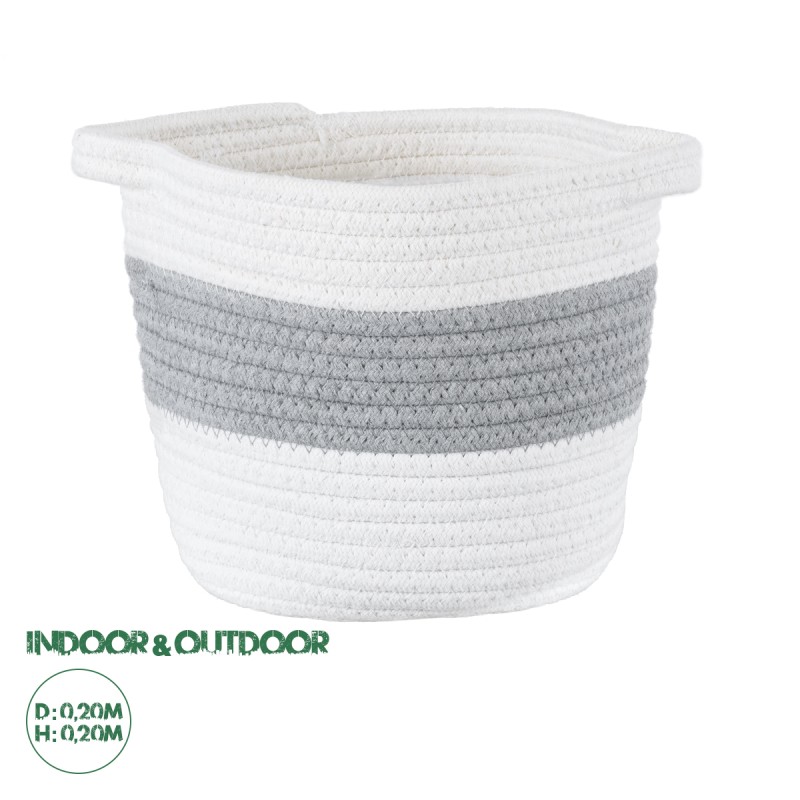 GloboStar® Artificial Garden KEFALONIA 20321 Διακοσμητικό Πλεκτό Καλάθι - Κασπώ Γλάστρα - Flower Pot Γκρι με Λευκό Φ20cm x Υ20cm GloboStar® Artificial Garden KEFALONIA 20321 Διακοσμητικό Πλεκτό Καλάθι - Κασπώ Γλάστρα - Flower Pot Γκρι με Λευκό Φ20cm x Υ20cm