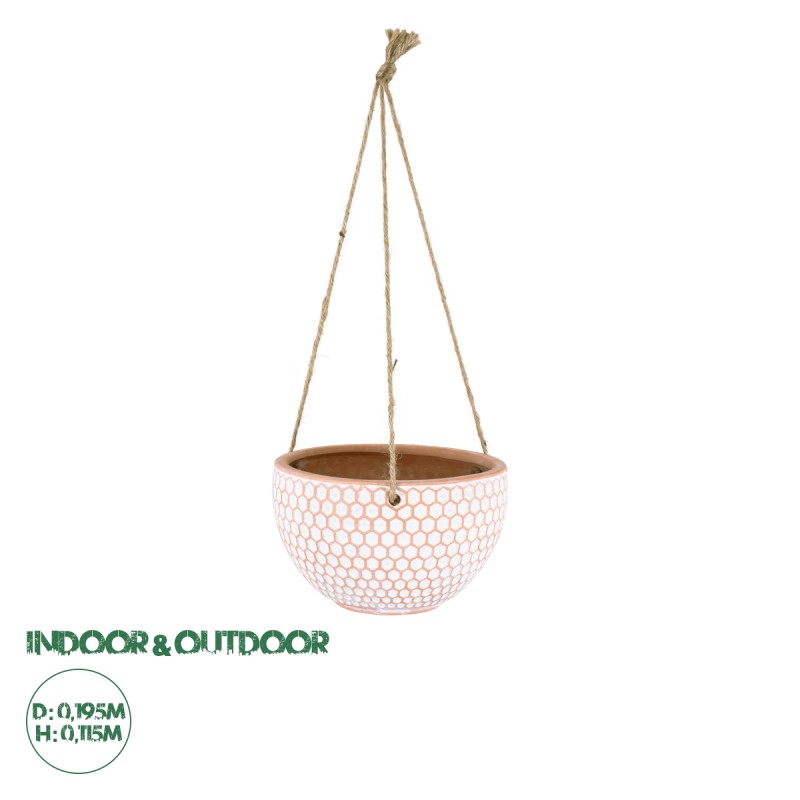GloboStar® Artificial Garden CHIOS 20462 Κρεμαστό Πήλινο Κεραμικό Κασπώ Γλάστρα - Flower Pot Κεραμιδί με Λευκό Φ19.5cm x Υ11.5cm GloboStar® Artificial Garden CHIOS 20462 Κρεμαστό Πήλινο Κεραμικό Κασπώ Γλάστρα - Flower Pot Κεραμιδί με Λευκό Φ19.5cm x Υ11.5cm