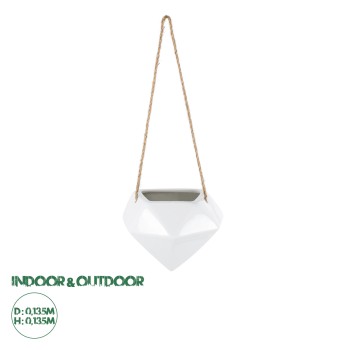 GloboStar® Artificial Garden HERAKLIO 20467 Κρεμαστό Πήλινο Κεραμικό Κασπώ Γλάστρα - Flower Pot Λευκό Μ13.5 x Π15.5 x Υ37cm GloboStar® Artificial Garden HERAKLIO 20467 Κρεμαστό Πήλινο Κεραμικό Κασπώ Γλάστρα - Flower Pot Λευκό Μ13.5 x Π15.5 x Υ37cm