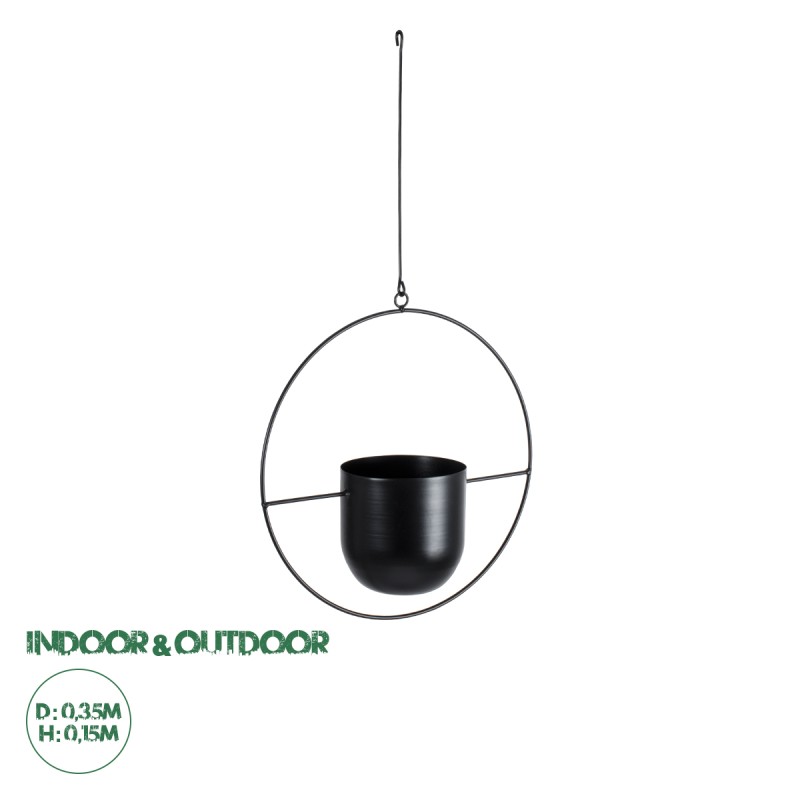 GloboStar® Artificial Garden TILOS 20485 Κρεμαστό Μεταλλικό Κασπώ Γλάστρα - Flower Pot Μαύρο Φ35cm x Υ15cm GloboStar® Artificial Garden TILOS 20485 Κρεμαστό Μεταλλικό Κασπώ Γλάστρα - Flower Pot Μαύρο Φ35cm x Υ15cm