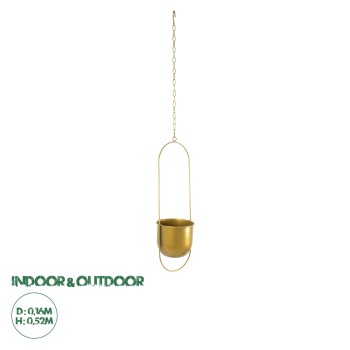 GloboStar® Artificial Garden NISYROS 20488 Κρεμαστό Μεταλλικό Κασπώ Γλάστρα - Flower Pot Χρυσό Φ16cm x Υ52cm GloboStar® Artificial Garden NISYROS 20488 Κρεμαστό Μεταλλικό Κασπώ Γλάστρα - Flower Pot Χρυσό Φ16cm x Υ52cm