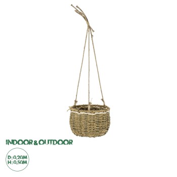 GloboStar® Artificial Garden POROS 20489 Κρεμαστό Πλεκτό Καλάθι - Κασπώ Γλάστρα - Flower Pot Μπεζ Φ20cm x Υ50cm GloboStar® Artificial Garden POROS 20489 Κρεμαστό Πλεκτό Καλάθι - Κασπώ Γλάστρα - Flower Pot Μπεζ Φ20cm x Υ50cm