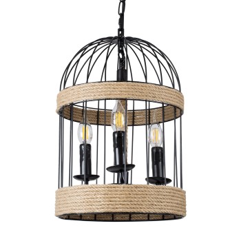 GLOBOSTAR® MERLIN 00865 Vintage Κρεμαστό Φωτιστικό Οροφής με Ντουί 3 x E14 AC 220-240V IP20 - Μαύρο & Μπεζ - Μ28 x Π28 x Υ40cm GLOBOSTAR® MERLIN 00865 Vintage Κρεμαστό Φωτιστικό Οροφής με Ντουί 3 x E14 AC 220-240V IP20 - Μαύρο & Μπεζ - Μ28 x Π28 x Υ40cm