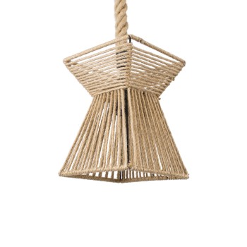 GLOBOSTAR® ROUGE 01611 Boho Κρεμαστό Φωτιστικό Οροφής με Ντουί 1 x E27 AC 220-240V IP20 - Μπεζ - Μ21 x Π21 x Y27cm