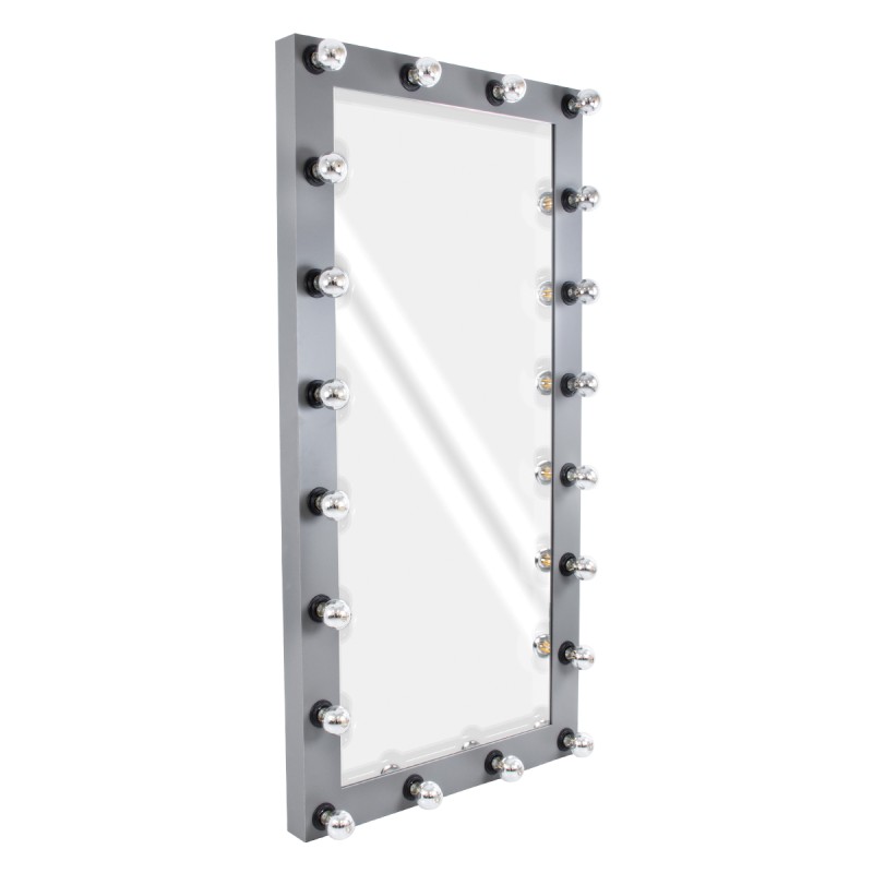 GloboStar® MAKEUP MIRROR-160x80-6 Μοντέρνος Καθρέπτης Μακιγιάζ με Πλαίσιο Φυσικού Ξύλου με Διακόπτη On/Off 20 x E27 AC220-240V - Μ80 x Π7 x Υ160cm - Γκρι Ανθρακί GloboStar® MAKEUP MIRROR-160x80-6 Μοντέρνος Καθρέπτης Μακιγιάζ με Πλαίσιο Φυσικού Ξύλου με Διακόπτη On/Off 20 x E27 AC220-240V - Μ80 x Π7 x Υ160cm - Γκρι Ανθρακί