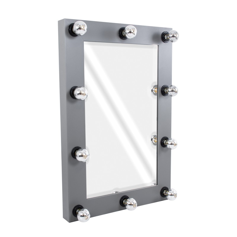 GloboStar® MAKEUP MIRROR-60x90-6 Μοντέρνος Καθρέπτης Μακιγιάζ με Πλαίσιο Φυσικού Ξύλου με Διακόπτη On/Off 10 x E27 AC220-240V - Μ60 x Π7 x Υ90cm - Γκρι Ανθρακί GloboStar® MAKEUP MIRROR-60x90-6 Μοντέρνος Καθρέπτης Μακιγιάζ με Πλαίσιο Φυσικού Ξύλου με Διακόπτη On/Off 10 x E27 AC220-240V - Μ60 x Π7 x Υ90cm - Γκρι Ανθρακί