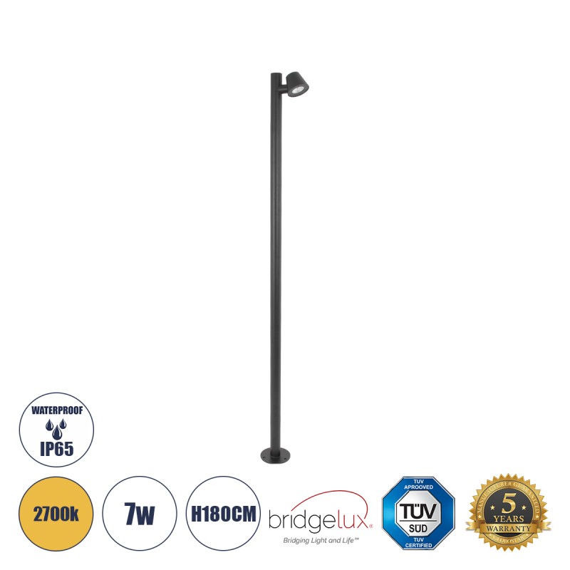 GloboStar® GARDENIA 60510 Φωτιστικό Κήπου - Πάρκου - Πλατείας - Κολωνάκι Αρχιτεκτονικού Φωτισμού Εξωτερικού Χώρου LED 7W 700lm 60° AC220-240V Αδιάβροχο IP65 - Σώμα Αλουμινίου & Tempered Glass - Μ15 x Π18 x Υ180cm - Θερμό Λευκό 2700K - Γκρι Ανθρακί - B GloboStar® GARDENIA 60510 Φωτιστικό Κήπου - Πάρκου - Πλατείας - Κολωνάκι Αρχιτεκτονικού Φωτισμού Εξωτερικού Χώρου LED 7W 700lm 60° AC220-240V Αδιάβροχο IP65 - Σώμα Αλουμινίου & Tempered Glass - Μ15 x Π18 x Υ180cm - Θερμό Λευκό 2700K - Γκρι Ανθρακί - B