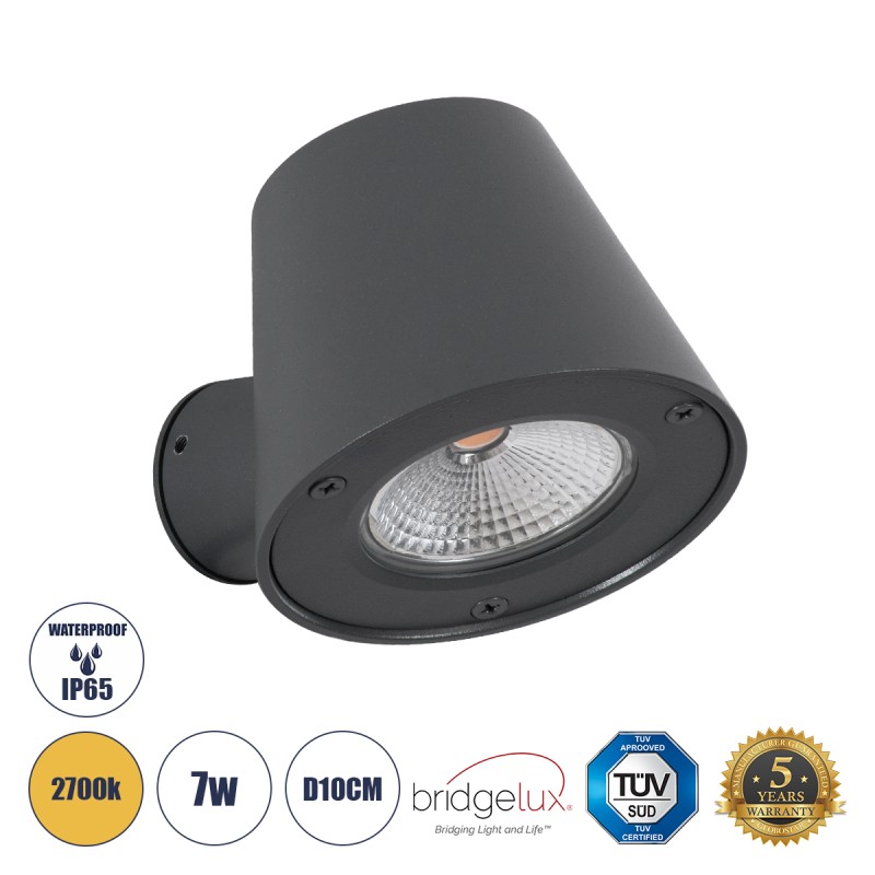 GLOBOSTAR® GARDENIA 60798 Μοντέρνο Φωτιστικό Τοίχου - Απλίκα LED 7W 700lm 60° AC 220-240V Αδιάβροχο IP65 Θερμό Λευκό 2700K - Bridgelux COB Chip & TÜV SÜD Driver - Γκρι Ανθρακί Ματ - Μ9.5 x Π13 x Υ7.7cm - 5 Χρόνια Εγγύηση GLOBOSTAR® GARDENIA 60798 Μοντέρνο Φωτιστικό Τοίχου - Απλίκα LED 7W 700lm 60° AC 220-240V Αδιάβροχο IP65 Θερμό Λευκό 2700K - Bridgelux COB Chip & TÜV SÜD Driver - Γκρι Ανθρακί Ματ - Μ9.5 x Π13 x Υ7.7cm - 5 Χρόνια Εγγύηση