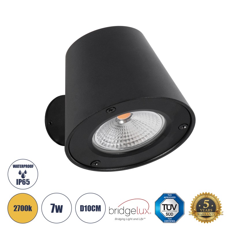 GLOBOSTAR® GARDENIA 60799 Μοντέρνο Φωτιστικό Τοίχου - Απλίκα LED 7W 700lm 60° AC 220-240V Αδιάβροχο IP65 Θερμό Λευκό 2700K - Bridgelux COB Chip & TÜV SÜD Driver - Μαύρο Ματ - Μ9.5 x Π13 x Υ7.7cm - 5 Χρόνια Εγγύηση GLOBOSTAR® GARDENIA 60799 Μοντέρνο Φωτιστικό Τοίχου - Απλίκα LED 7W 700lm 60° AC 220-240V Αδιάβροχο IP65 Θερμό Λευκό 2700K - Bridgelux COB Chip & TÜV SÜD Driver - Μαύρο Ματ - Μ9.5 x Π13 x Υ7.7cm - 5 Χρόνια Εγγύηση