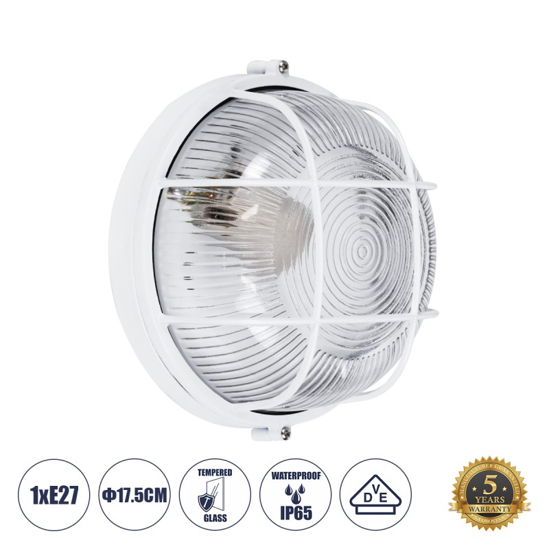 GLOBOSTAR® BOATLIGHT 61585 Vintage Φωτιστικό Καραβοχελώνα Τοίχου & Οροφής με Ντουί 1 x E27 AC 220-240V Αδιάβροχο IP65 - Λευκό Ματ - Μ17.5 x Π17.5 x Υ9cm GLOBOSTAR® BOATLIGHT 61585 Vintage Φωτιστικό Καραβοχελώνα Τοίχου & Οροφής με Ντουί 1 x E27 AC 220-240V Αδιάβροχο IP65 - Λευκό Ματ - Μ17.5 x Π17.5 x Υ9cm