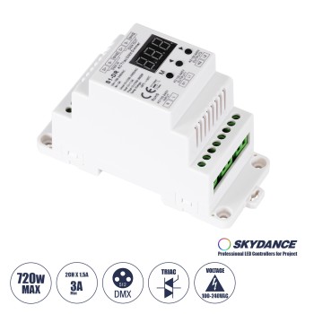 GLOBOSTAR® SKYDANCE-S1-DR 70670 AC Trailing Edge DMX Dimmer Ράγας με 2 x 1.5A 360W Κανάλια AC 220-240V 3A 720W Max IP20 - DMX512 & RDM - Μ11.5 x Π5 x Υ6.5cm - 5 Χρόνια Εγγύηση GLOBOSTAR® SKYDANCE-S1-DR 70670 AC Trailing Edge DMX Dimmer Ράγας με 2 x 1.5A 360W Κανάλια AC 220-240V 3A 720W Max IP20 - DMX512 & RDM - Μ11.5 x Π5 x Υ6.5cm - 5 Χρόνια Εγγύηση