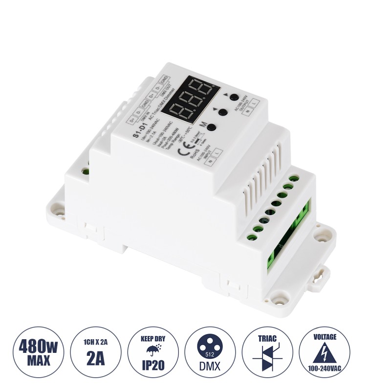 GLOBOSTAR® SKYDANCE-S1-D1 70672 AC Trailing Edge DMX Dimmer Ράγας με 1 x 2A 480W Κανάλι AC 220-240V 2A 480W Max IP20 - DMX512 & RDM - Μ11.5 x Π5 x Υ6.5cm - 5 Χρόνια Εγγύηση GLOBOSTAR® SKYDANCE-S1-D1 70672 AC Trailing Edge DMX Dimmer Ράγας με 1 x 2A 480W Κανάλι AC 220-240V 2A 480W Max IP20 - DMX512 & RDM - Μ11.5 x Π5 x Υ6.5cm - 5 Χρόνια Εγγύηση