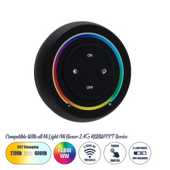 GloboStar® 71434 S2-B Mi-Light Ασύρματο Χειριστήριο Αφής RF 2.4Ghz για όλα τα RGBW+WW Mi-BOXER Controller DC 3V 2 x AAA - IP20 Μαύρο Φ7 x Υ2.5cm - 5 Years Warranty GloboStar® 71434 S2-B Mi-Light Ασύρματο Χειριστήριο Αφής RF 2.4Ghz για όλα τα RGBW+WW Mi-BOXER Controller DC 3V 2 x AAA - IP20 Μαύρο Φ7 x Υ2.5cm - 5 Years Warranty