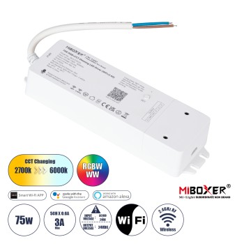 GloboStar® 71441 WL5-P75V24 Mi-BOXER DC Smart Wifi & RF 2.4Ghz Power Supply Τροφοδοτικό SELV & Controller / Dimmer All in One 5 Καναλιών AC100-240V σε DC 24V 5 x 0.6A 14.4W - Max 3A 75W - IP20 RGBW+WW Μ19 x Π5.5 x Υ3.2cm - 5 Years Warranty GloboStar® 71441 WL5-P75V24 Mi-BOXER DC Smart Wifi & RF 2.4Ghz Power Supply Τροφοδοτικό SELV & Controller / Dimmer All in One 5 Καναλιών AC100-240V σε DC 24V 5 x 0.6A 14.4W - Max 3A 75W - IP20 RGBW+WW Μ19 x Π5.5 x Υ3.2cm - 5 Years Warranty