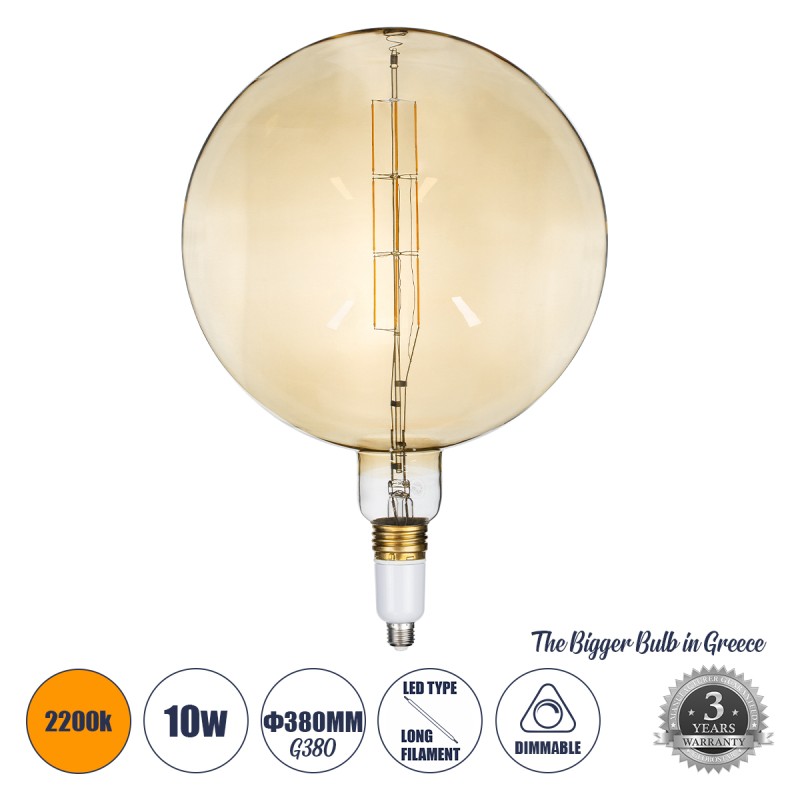 GLOBOSTAR® ORBITAL 99030 Λάμπα E27 G380 LED 10W 800lm 360° AC 220-240V IP20 Ultra Θερμό Λευκό 2200K Dimmable - Long Filament Chip - Μελί - Μ38 x Π38 x Υ55cm - 3 Χρόνια Εγγύηση GLOBOSTAR® ORBITAL 99030 Λάμπα E27 G380 LED 10W 800lm 360° AC 220-240V IP20 Ultra Θερμό Λευκό 2200K Dimmable - Long Filament Chip - Μελί - Μ38 x Π38 x Υ55cm - 3 Χρόνια Εγγύηση