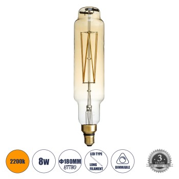 GLOBOSTAR® BANANAS 99168 Λάμπα E27 BTT80 LED 8W 720lm 360° AC 220-240V IP20 Ultra Θερμό Λευκό 2200K Dimmable - Long Filament Chip - Μελί - Μ7.8 x Π7.8 x Υ34.5cm - 3 Χρόνια Εγγύηση GLOBOSTAR® BANANAS 99168 Λάμπα E27 BTT80 LED 8W 720lm 360° AC 220-240V IP20 Ultra Θερμό Λευκό 2200K Dimmable - Long Filament Chip - Μελί - Μ7.8 x Π7.8 x Υ34.5cm - 3 Χρόνια Εγγύηση