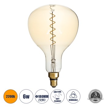 GLOBOSTAR® PAPAYAS 99171 Λάμπα E27 ER180 LED 6W 420lm 360° AC 220-240V IP20 Ultra Θερμό Λευκό 2200K Dimmable - Soft S Spiral Filament Chip - Μελί - Μ18 x Π18 x Υ30cm - 3 Χρόνια Εγγύηση GLOBOSTAR® PAPAYAS 99171 Λάμπα E27 ER180 LED 6W 420lm 360° AC 220-240V IP20 Ultra Θερμό Λευκό 2200K Dimmable - Soft S Spiral Filament Chip - Μελί - Μ18 x Π18 x Υ30cm - 3 Χρόνια Εγγύηση