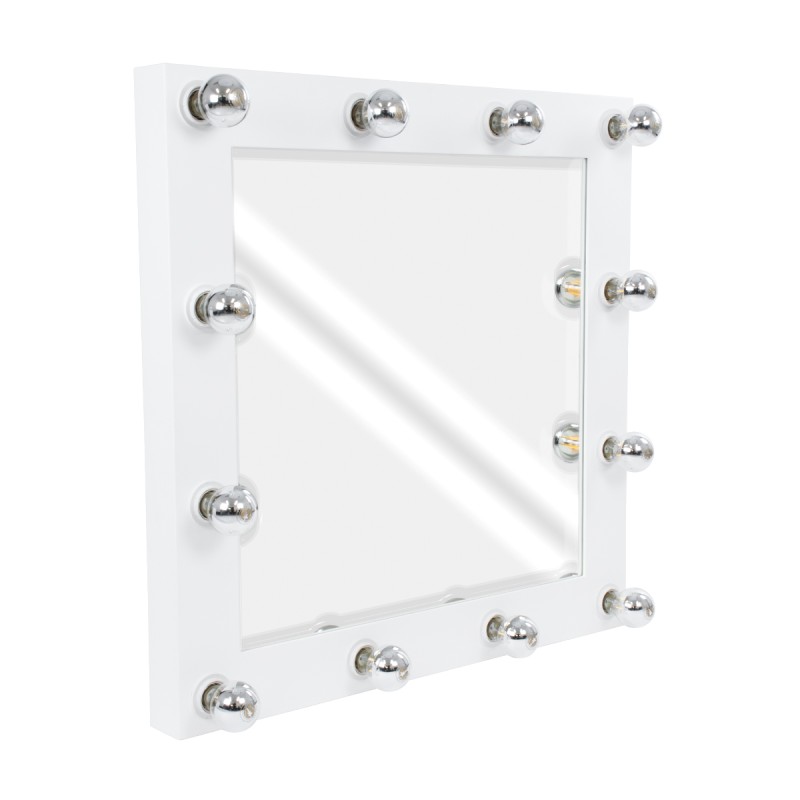 GloboStar® MAKEUP MIRROR-80x80-4 Μοντέρνος Καθρέπτης Μακιγιάζ με Πλαίσιο Φυσικού Ξύλου με Διακόπτη On/Off 12 x E27 AC220-240V - Μ80 x Π7 x Υ80cm - Λευκή Λάκα GloboStar® MAKEUP MIRROR-80x80-4 Μοντέρνος Καθρέπτης Μακιγιάζ με Πλαίσιο Φυσικού Ξύλου με Διακόπτη On/Off 12 x E27 AC220-240V - Μ80 x Π7 x Υ80cm - Λευκή Λάκα