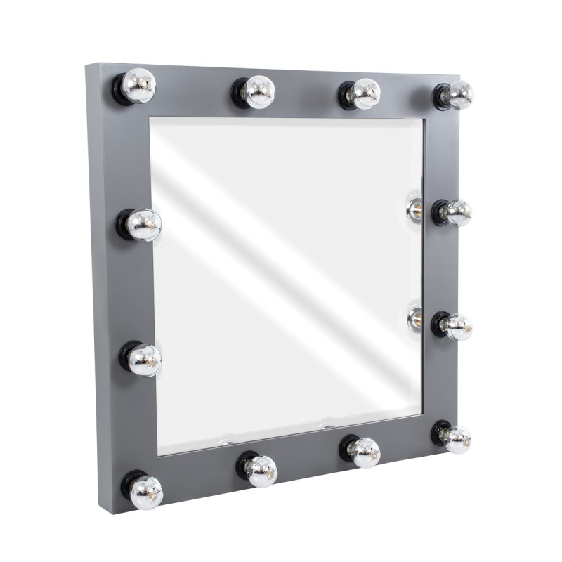 GloboStar® MAKEUP MIRROR-80x80-6 Μοντέρνος Καθρέπτης Μακιγιάζ με Πλαίσιο Φυσικού Ξύλου με Διακόπτη On/Off 12 x E27 AC220-240V - Μ80 x Π7 x Υ80cm - Γκρι Ανθρακί GloboStar® MAKEUP MIRROR-80x80-6 Μοντέρνος Καθρέπτης Μακιγιάζ με Πλαίσιο Φυσικού Ξύλου με Διακόπτη On/Off 12 x E27 AC220-240V - Μ80 x Π7 x Υ80cm - Γκρι Ανθρακί