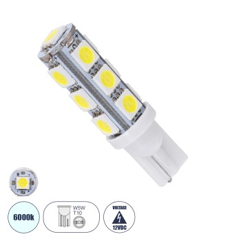 GloboStar® T10 W5W 03040 Λάμπα Αυτοκινήτου LED 13xSMD5050 2.8W 286lm 360° DC 12-16V IP20 Φ1.2 x Υ4cm Ψυχρό Λευκό 6000K GloboStar® T10 W5W 03040 Λάμπα Αυτοκινήτου LED 13xSMD5050 2.8W 286lm 360° DC 12-16V IP20 Φ1.2 x Υ4cm Ψυχρό Λευκό 6000K