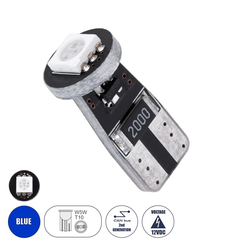 GloboStar® T10 W5W 24640 Λάμπα Αυτοκίνητου LED  2rd Generation Can-Bus Series 1xSMD5050 1.5W 120lm 120° DC 12-16V IP20 Φ1 x H2.2cm Μπλε GloboStar® T10 W5W 24640 Λάμπα Αυτοκίνητου LED  2rd Generation Can-Bus Series 1xSMD5050 1.5W 120lm 120° DC 12-16V IP20 Φ1 x H2.2cm Μπλε