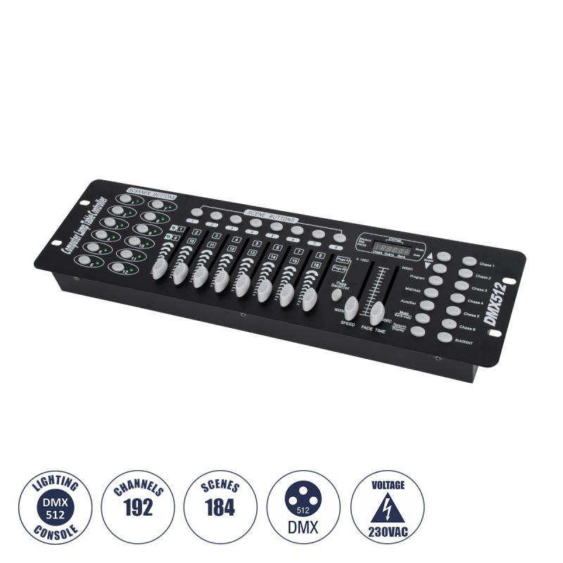 GLOBOSTAR® DMXCONSOLE 73493 DMX Master Κονσόλα Φωτισμού με 192 Κανάλια AC 220-240V IP20 - DMX512 - Μ48 x Π13.5 x Υ7cm - 2 Χρόνια Εγγύηση GLOBOSTAR® DMXCONSOLE 73493 DMX Master Κονσόλα Φωτισμού με 192 Κανάλια AC 220-240V IP20 - DMX512 - Μ48 x Π13.5 x Υ7cm - 2 Χρόνια Εγγύηση