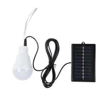 GLOBOSTAR® SOLARLAMP 71502 Λάμπα A60 LED 3W 150lm 260° DC 5V με Φωτοβολταϊκό Panel 5V 0.2W & Επαναφορτιζόμενη Μπαταρία Li-ion 3.2V 600mAh IP20 Ψυχρό Λευκό 6000K - Μ6 x Π6 x Υ10cm - 2 Χρόνια Εγγύηση