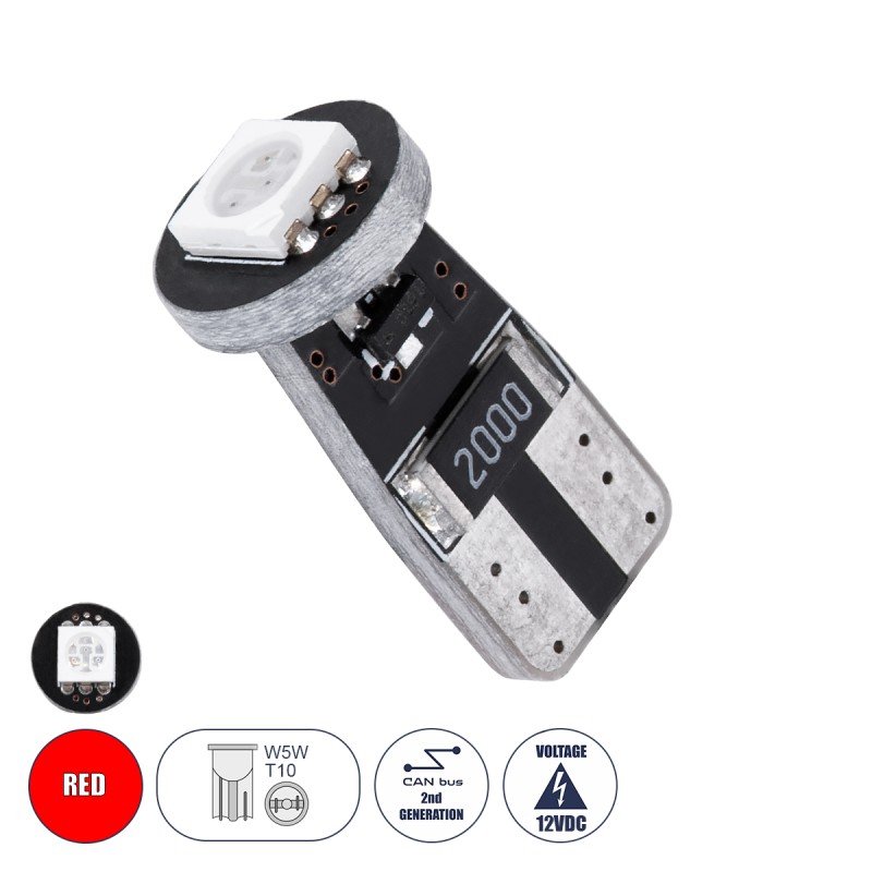 GloboStar® T10 W5W 71740 Λάμπα Αυτοκίνητου LED  2rd Generation Can-Bus Series 1xSMD5050 1.5W 120lm 120° DC 12-16V IP20 Φ1 x H2.2cm Κόκκινο GloboStar® T10 W5W 71740 Λάμπα Αυτοκίνητου LED  2rd Generation Can-Bus Series 1xSMD5050 1.5W 120lm 120° DC 12-16V IP20 Φ1 x H2.2cm Κόκκινο