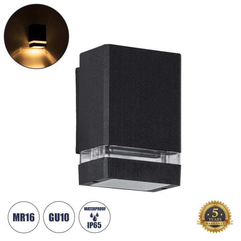 GLOBOSTAR® QUATRO 77892 Μοντέρνο Φωτιστικό Τοίχου - Απλίκα με Ντουί 1 x GU10 AC 220-240V Αδιάβροχο IP65 - Μαύρο Ματ - Μ11 x Π10 x Υ16.5cm GLOBOSTAR® QUATRO 77892 Μοντέρνο Φωτιστικό Τοίχου - Απλίκα με Ντουί 1 x GU10 AC 220-240V Αδιάβροχο IP65 - Μαύρο Ματ - Μ11 x Π10 x Υ16.5cm